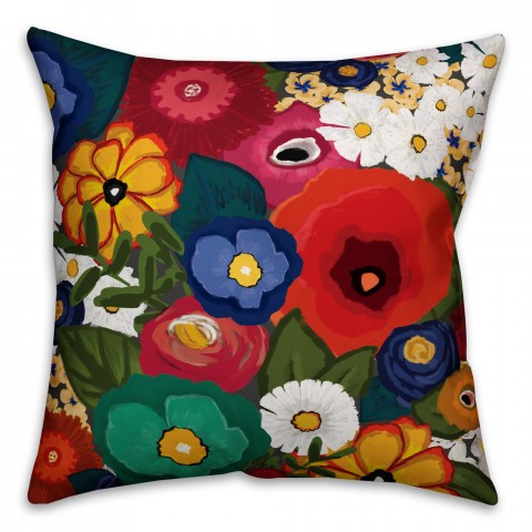 Modern Summer Garden 18x18 Faux Suede Throw Pillow Front