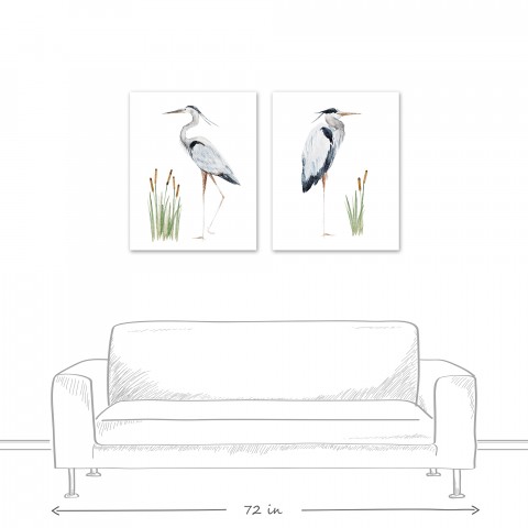 Watercolor Herons Canvas Set