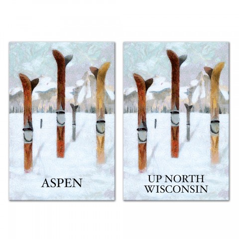 Painterly Ski Scene 24x36 Canvas