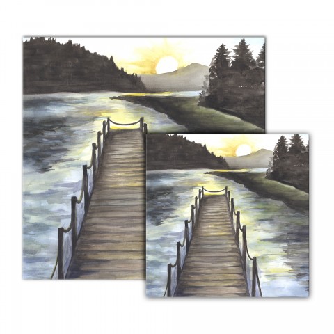 Painterly Dock Sunrise Canvas