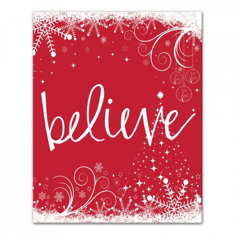 Believe Sparkle 16x20 Canvas Wall Art