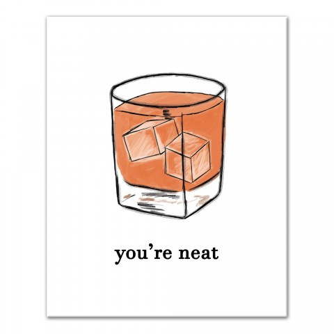 You're Neat Bourbon Whiskey Scotch Cocktail Orange Brown 16x20 Canvas Wall Art