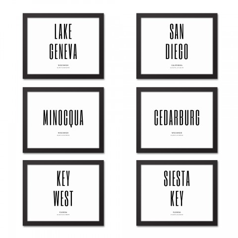 City Coordinates 14x11 Black Framed Canvas