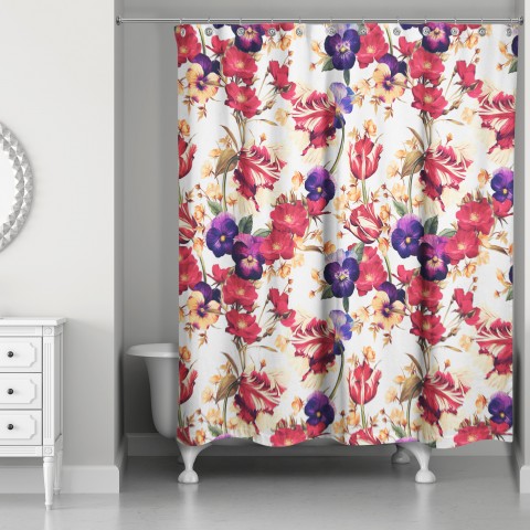Floral Pansy Print Shower Curtain