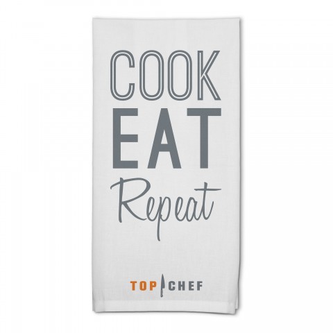 Top Chef Cook Eat Repeat 18x30 Cotton Muslin Tea Towel - Sample