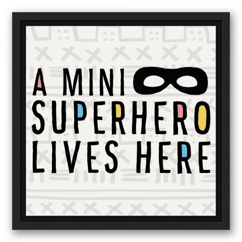 Mini Superhero Residence 12x12 Black Floating Framed Canvas