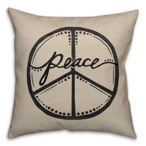 Peace Spun Polyester Throw Pillow