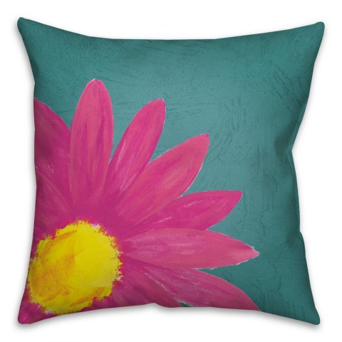 Pink Daisy Spun Polyester Throw Pillow