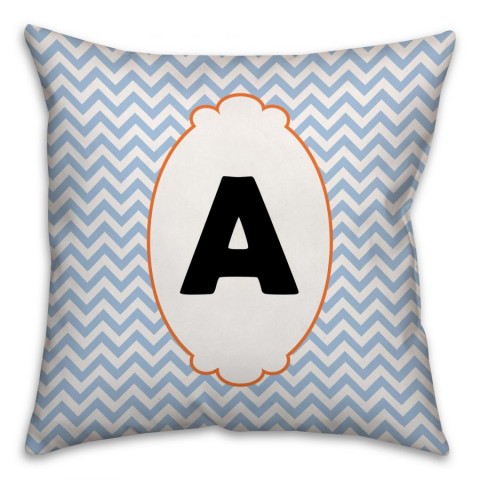 Border Of Chevron Monogram Spun Polyester Throw Pillow -18x18