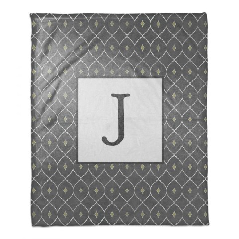 Cool Geo Trend Personalized Monogram Coral Fleece Blanket – 50x60