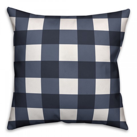 Navy Buffalo Check 26x26 Spun Poly Pillow