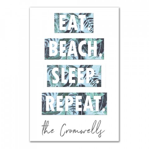 Personalized Name Eat Beach Sleep Repeat Canvas Print
