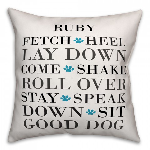 Personalized Name Dog Words 18x18 Personalized Spun Poly Pillow