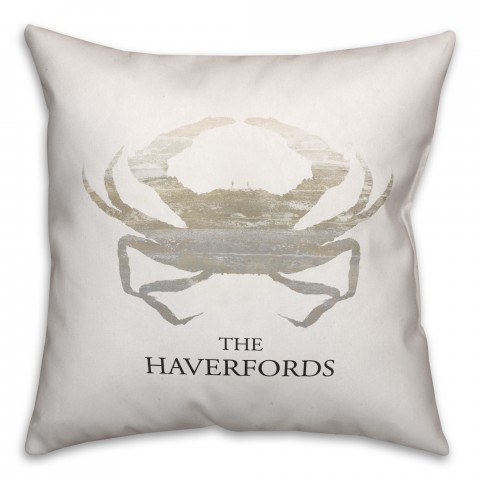 Personalized Name Gray Crab 18x18 Personalized Spun Poly Pillow