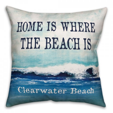 Personalized Home Is Where The Beach Is 18x18 Personalized Spun Poly Pillow