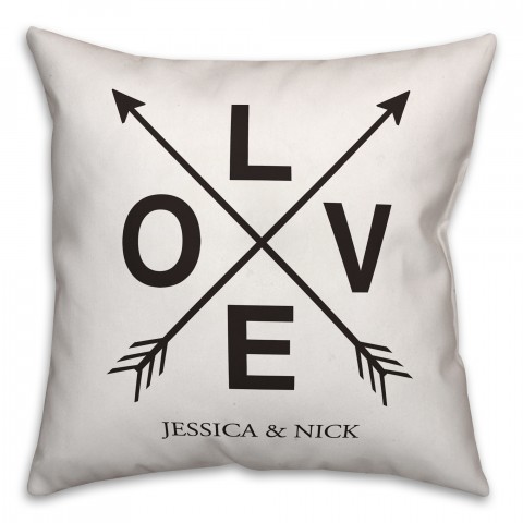 Personalized Name Love with Arrows 18x18 Personalized Spun Poly Pillow