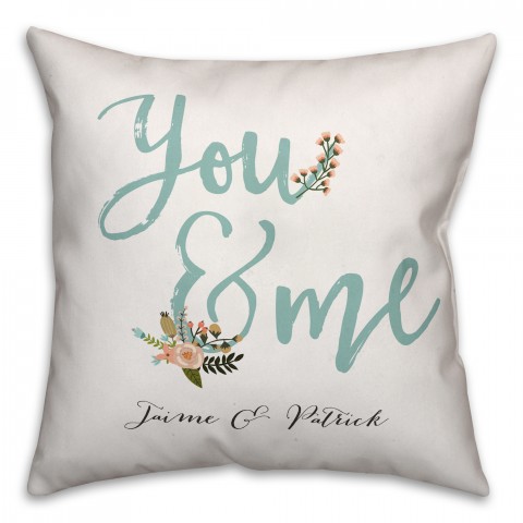 Personalized Name You & Me 18x18 Personalized Spun Poly Pillow