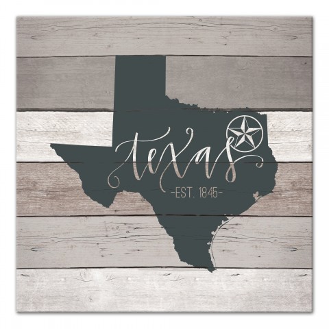 Texas Established 16x16 Canvas Wall Art