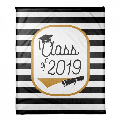 Class of Stripes 50x60 Personalized Coral Fleece Blanket