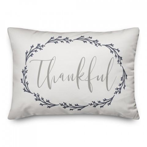 Thankful Blue Wreath 14x20 Spun Poly Pillow