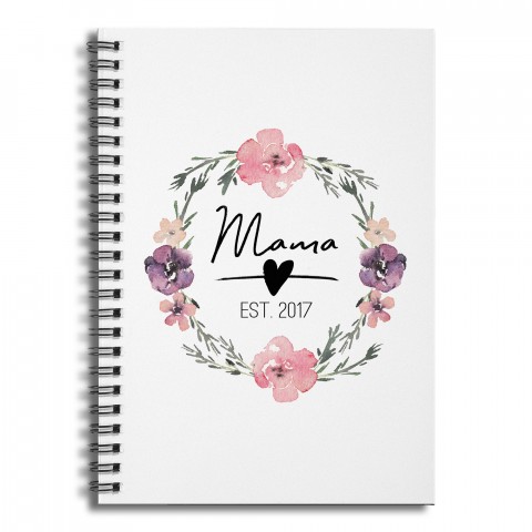 Mama Established 2017 6x8 Ruled Spiral Notebook