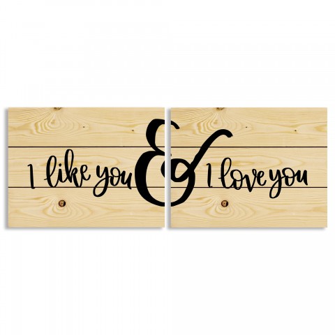 I Like You & I Love You 14x10.5 Pallet Wood Art Collection