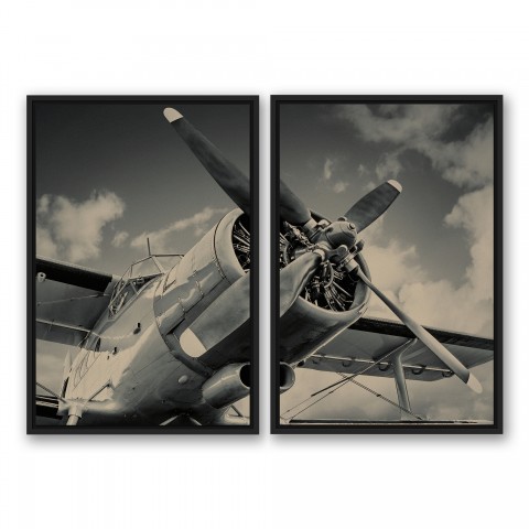 Vintage Plane 20x30 Black Floating Framed Canvas Collection