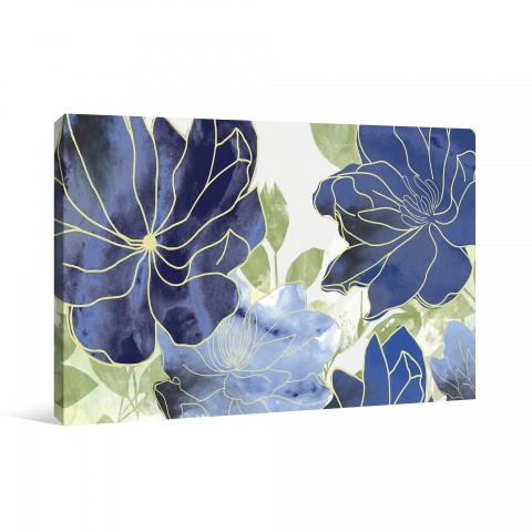 Cool Blue Blooms Canvas Wall Art