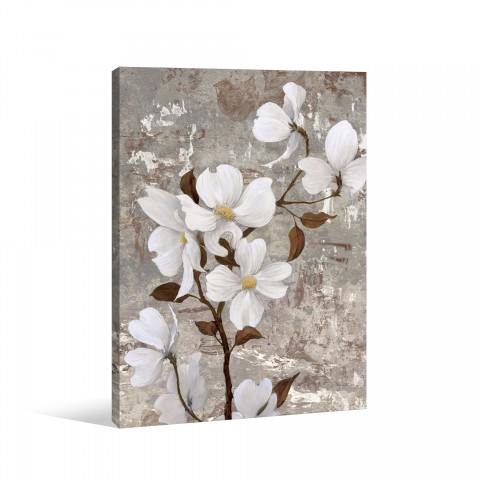 White Stemmed Florals Canvas Wall Art1