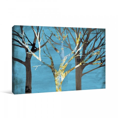 Blue Tree Line Canvas Wall Art 