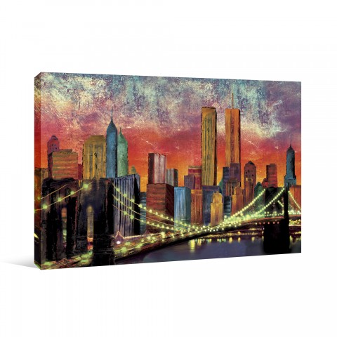 New York Night Skyline Canvas Wall 