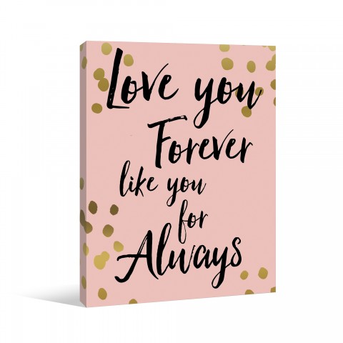 Love You Gold Polka Dots Canvas Wall Art