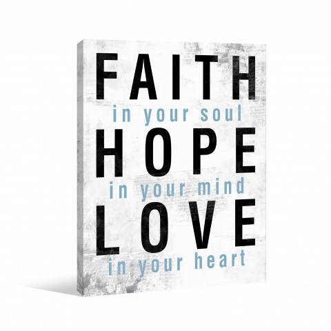 Faith Hope Love Blue Canvas Wall Art 