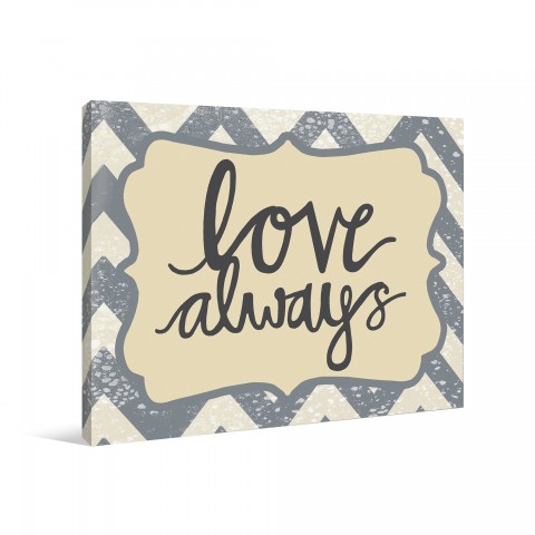 Love Always Gray Chevron Canvas Wall Art 