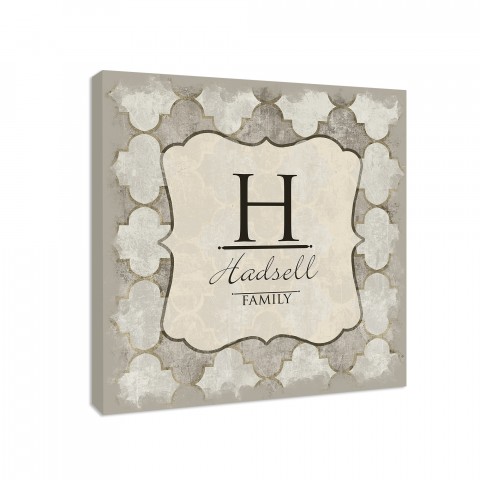 Quatrefoil Monogram 30x30 Canvas Wall Art