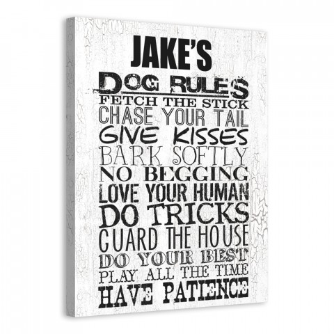 Dog Rules 11x14 Personalized Canvas Wall Art