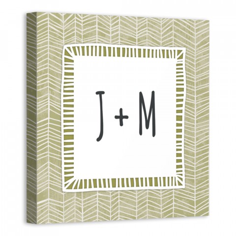 Green Geo Monogram 12x12 Personalized Canvas Wall Art