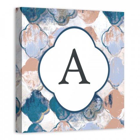 Royal Quatrefoil Monogram 12x12 Personalized Canvas Wall Art