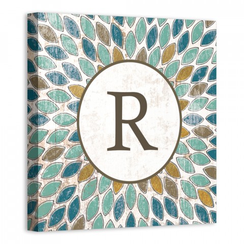 Monogram Leafies 12x12 Personalized Canvas Wall Art