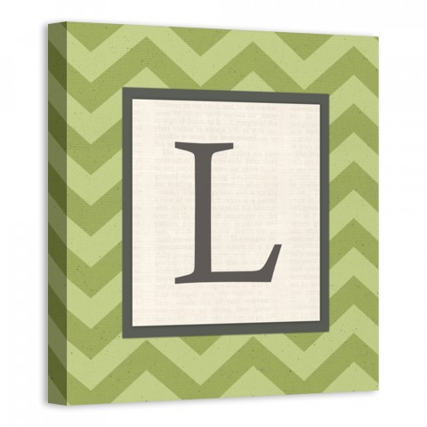 Green Chevron Mongoram 12x12 Personalized Canvas Wall Art