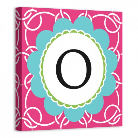 Pink Juvie Monogram 12x12 Personalized Canvas Wall Art