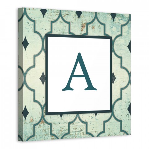 Sea Pattern Monogram 16x16 Personalized Canvas Wall Art 