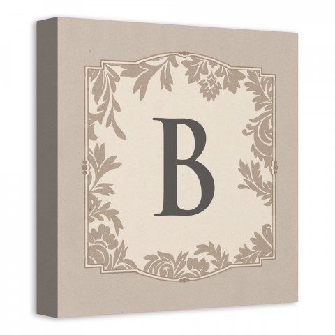 Floral Damask Monogram 16x16 Personalized Canvas Wall Art