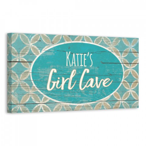 Blue And Cream Girl Cave 20x10 Personalized Canvas Wall Art 
