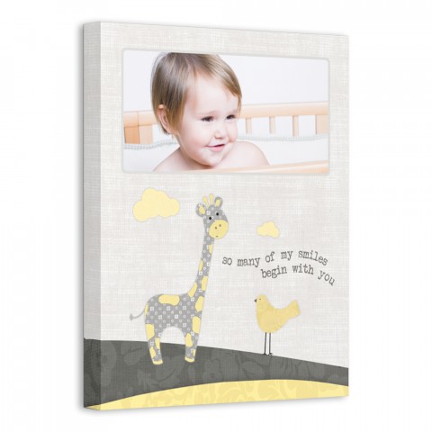 Giraffe And Bird Pals 11x14 Personalized Canvas Wall Art 