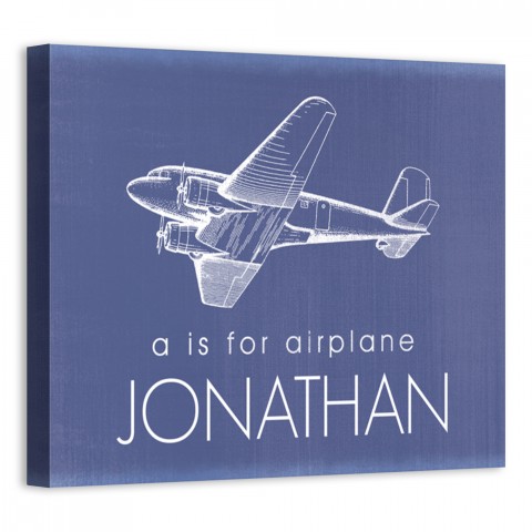 A Is For Airplane 14x11 Personalized Canvas Wall Art