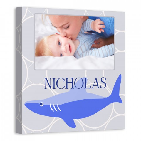 Blue Shark Circles 12x12 Personalized Canvas Wall Art