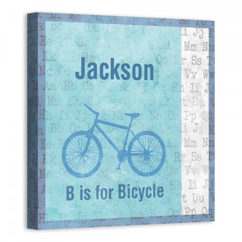 B Is for Bicycle 12x12 Personalized Canvas Wall Art