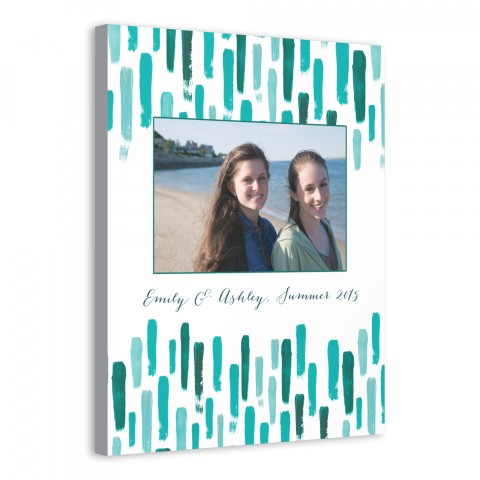 Teal Paint Strokes 16x20 Personalized Canvas Wall Art