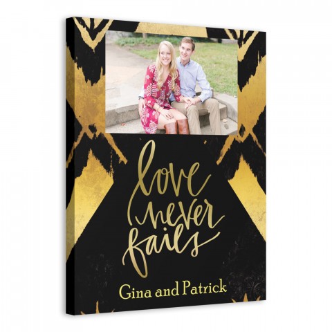 Love Never Fails 16x20 Personalized Canvas Wall Art